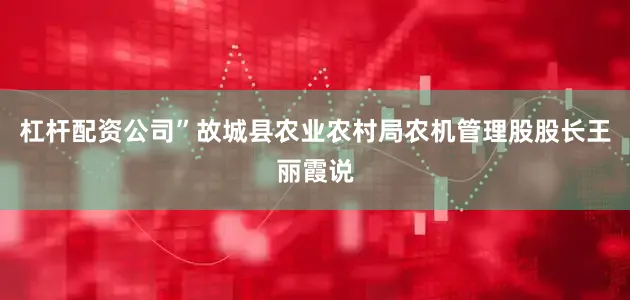 杠杆配资公司”故城县农业农村局农机管理股股长王丽霞说